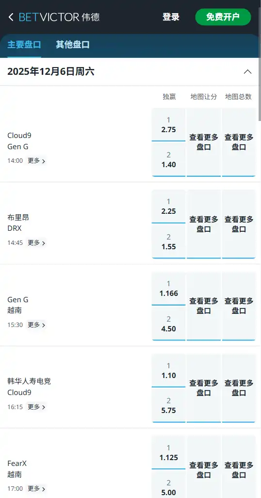英雄联盟2025 LoL KeSPA杯 - 首日比赛赔率信息-伟德(betvictor)提供