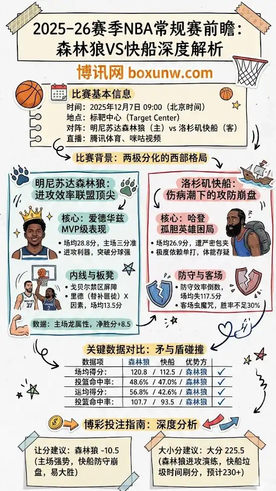 快船vs森林狼-NBA博彩预测，赔率分析，投注指南