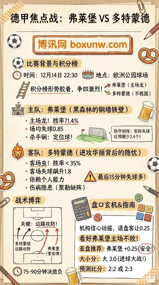德甲焦点战：弗莱堡VS多特蒙德，深度数据拆解盘口玄机