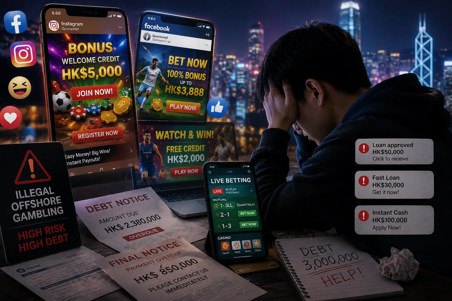 世界杯前夕：非法赌博社媒渗透香港青年，巨额债务警报拉响