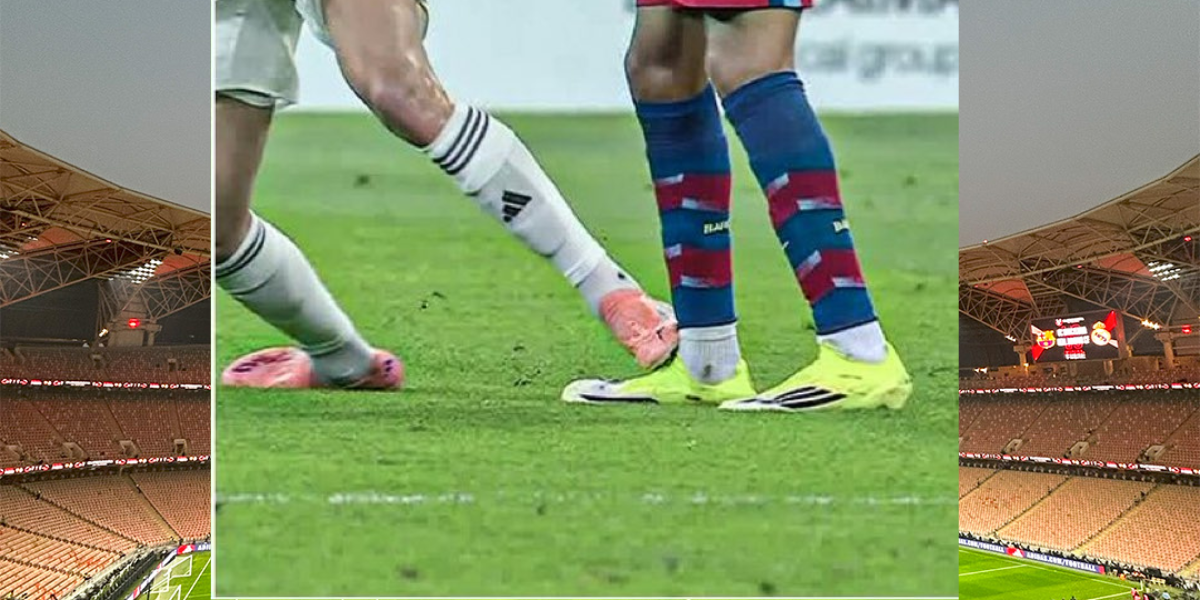 西超杯决赛争议：皇马飞铲亚马尔未染黄，巴萨怒火中烧