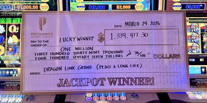 加州赌场再爆百万大奖！匿名玩家喜提130万美元老虎机巨奖