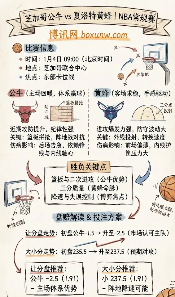 芝加哥公牛 vs 夏洛特黄蜂 | NBA常规赛 | 前瞻分析与投注技巧