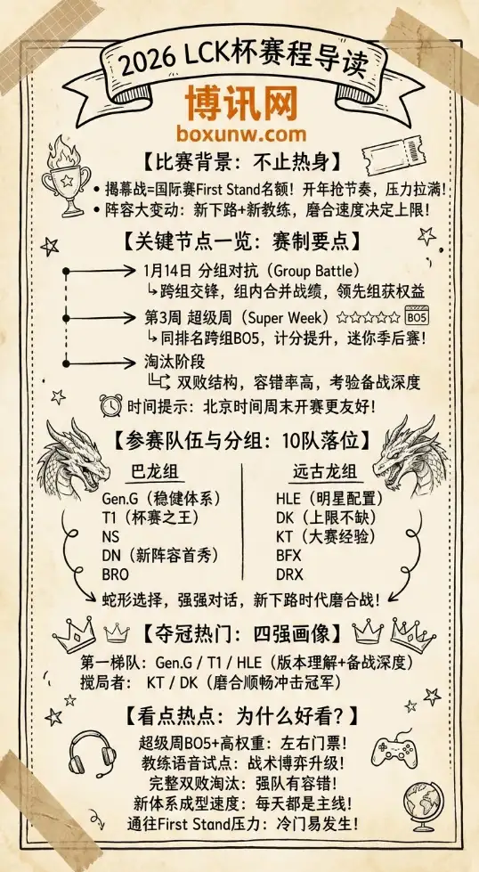 2026 LCK杯赛程公布 | 分组对抗+超级周 | 参赛队伍与夺冠热门
