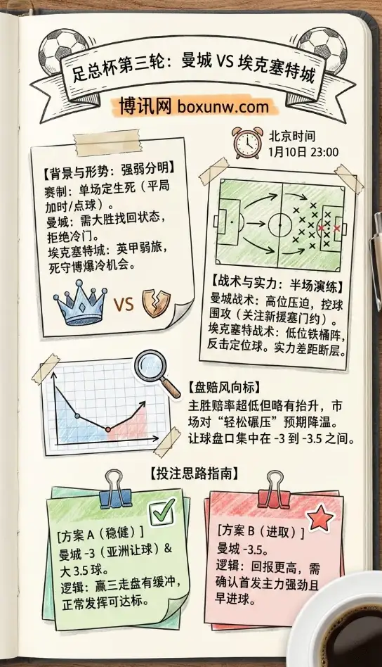 足总杯第三轮前瞻:曼城vs埃克塞特城——盘赔走向与投注思路