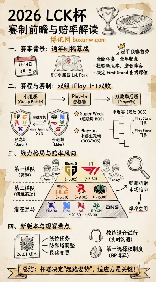 2026英雄联盟LCK杯 | 赛制前瞻与赔率解读