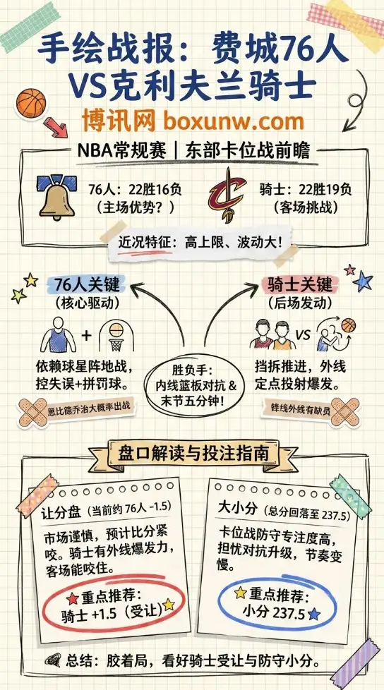 76人vs骑士 | NBA常规赛 | 前瞻分析与投注技巧