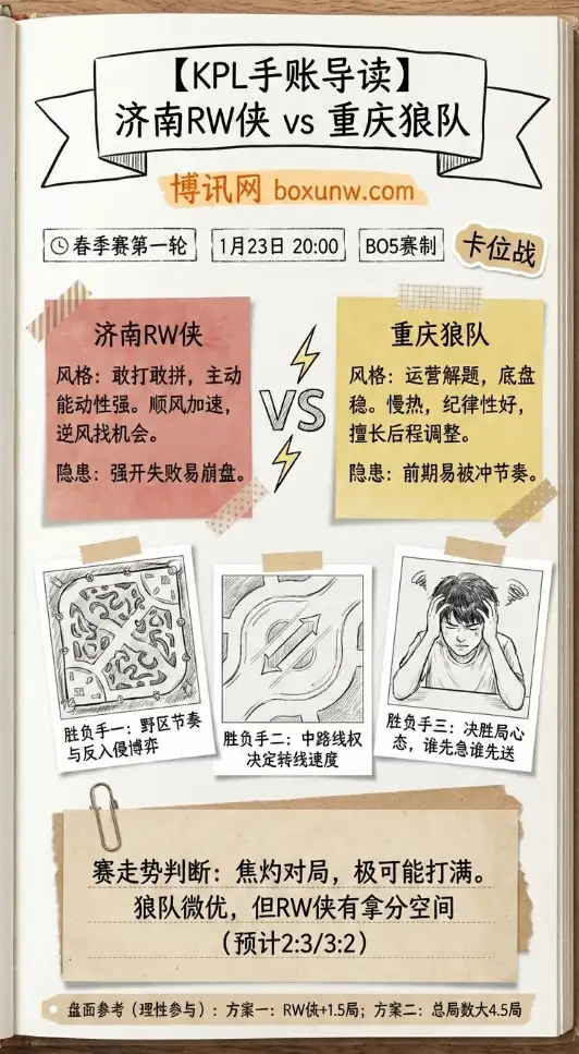 济南RW侠vs重庆狼队 | KPL春季赛 | 赔率走势、赛前形势与盘面解读