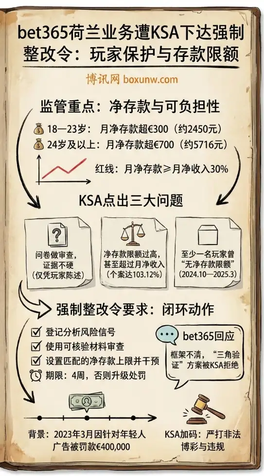 bet365荷兰业务遭KSA下达强制整改令 | 监管合规 | 玩家保护与存款限额