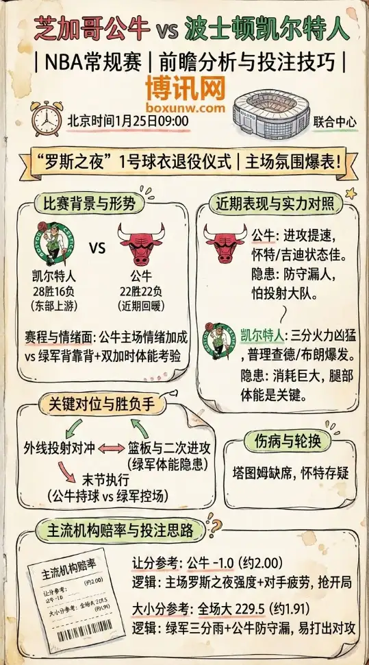 公牛vs凯尔特人 | NBA常规赛 | 赔率走势，前瞻分析与投注技巧