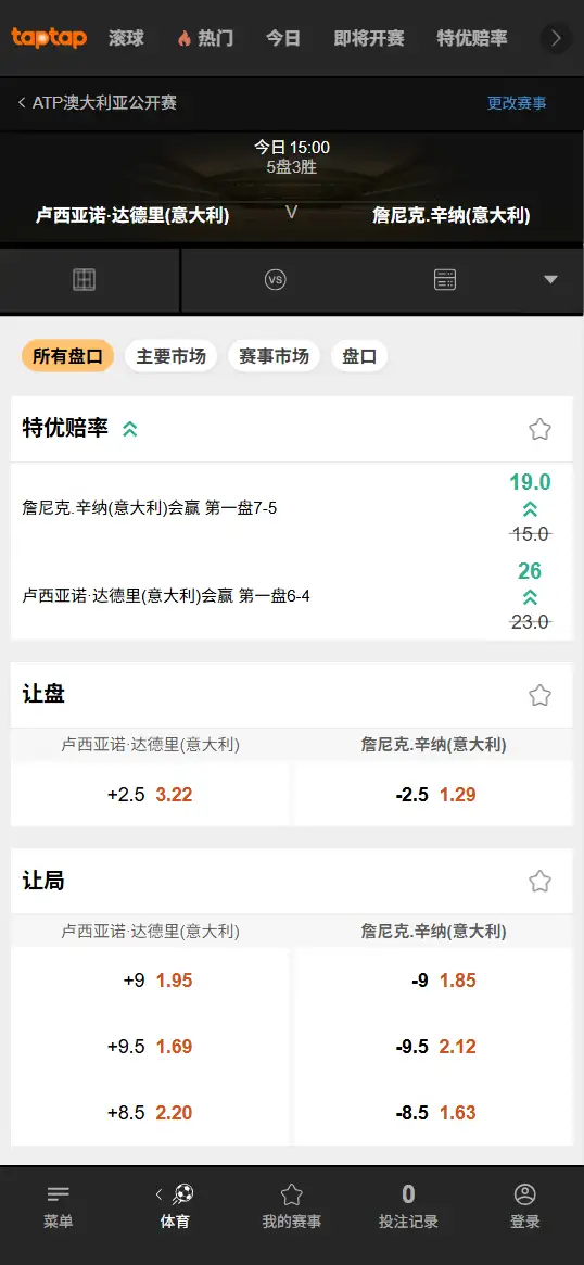 莱巴金娜vs斯瓦泰克｜澳网女单八强 - 赔率盘口信息 - 188bet(TapTap)