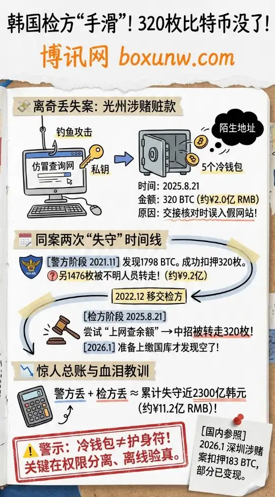 韩国检方误转320枚比特币 | 光州涉赌案赃币离奇“丢失”