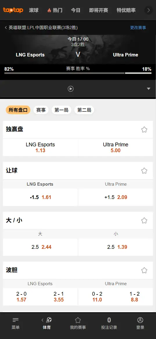 LNG对战UP - 2026英雄联盟LPL - 赔率盘口信息伟德(BetVictor)提供