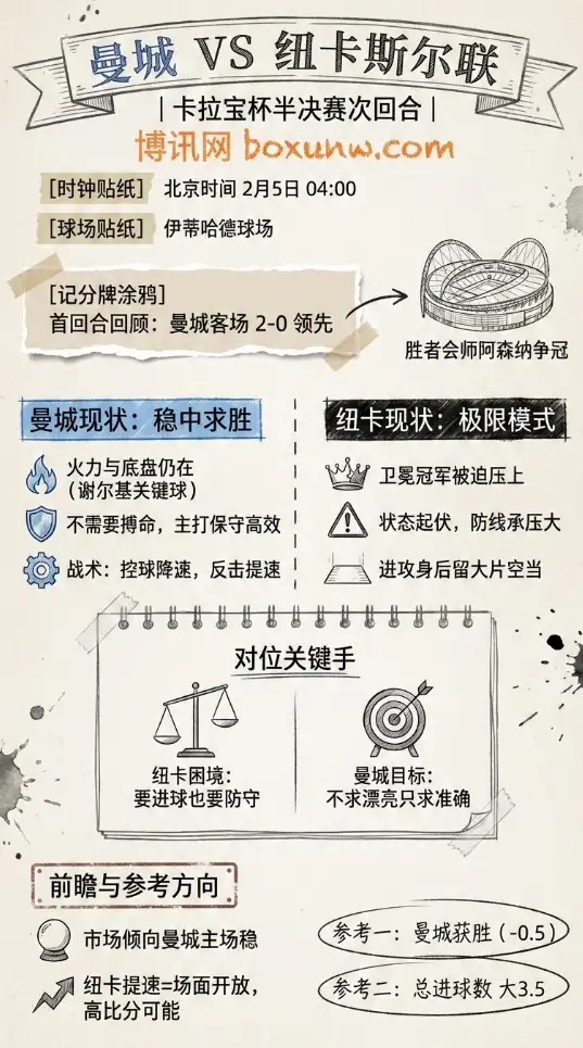 曼城vs纽卡斯尔联 | 卡拉宝杯 | 赔率和投注思路 | 形势解读与数据前瞻