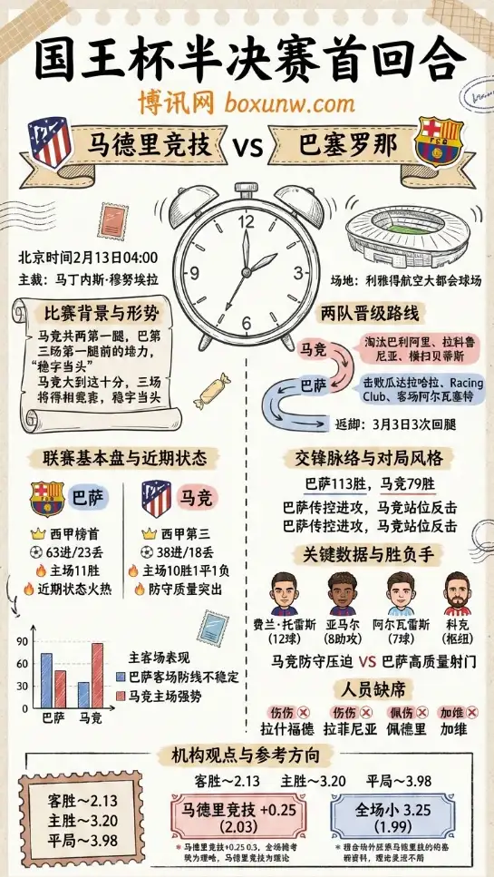 马德里竞技vs巴塞罗那 | 国王杯赔率、投注思路、数据分析