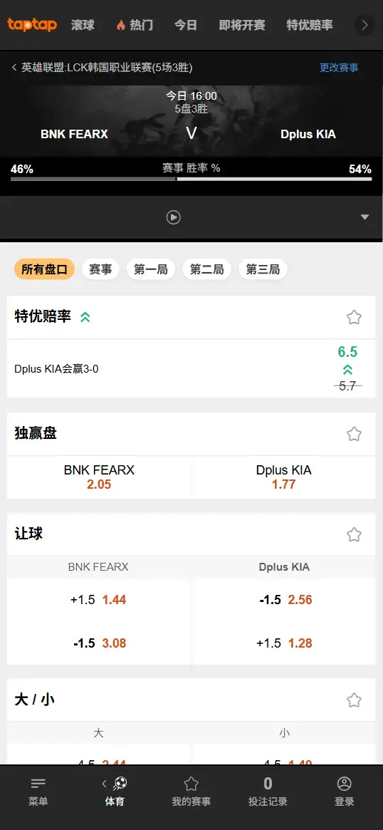 BFX对战DK - 2026英雄联盟LCK杯 - 赔率盘口信息188bet(TapTap)提供