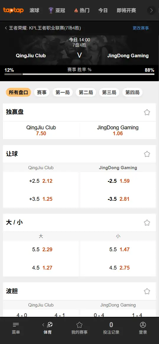 桐乡情久 vs 北京JDG - 2026王者荣耀KPL - 赔率盘口信息188bet(TapTap)提供