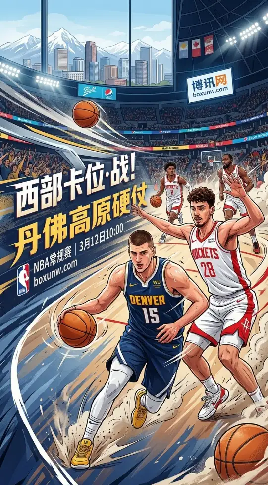 掘金vs火箭前瞻：仅差1.5胜场！西部第3争夺战，约基奇主场能打穿5.5分吗？