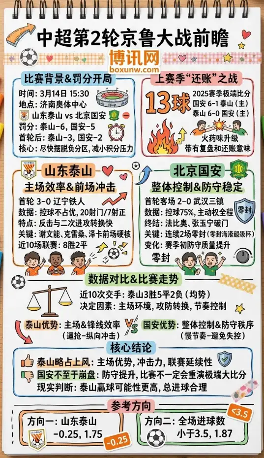山东泰山vs北京国安 | 中超第2轮 | 京鲁大战前瞻
