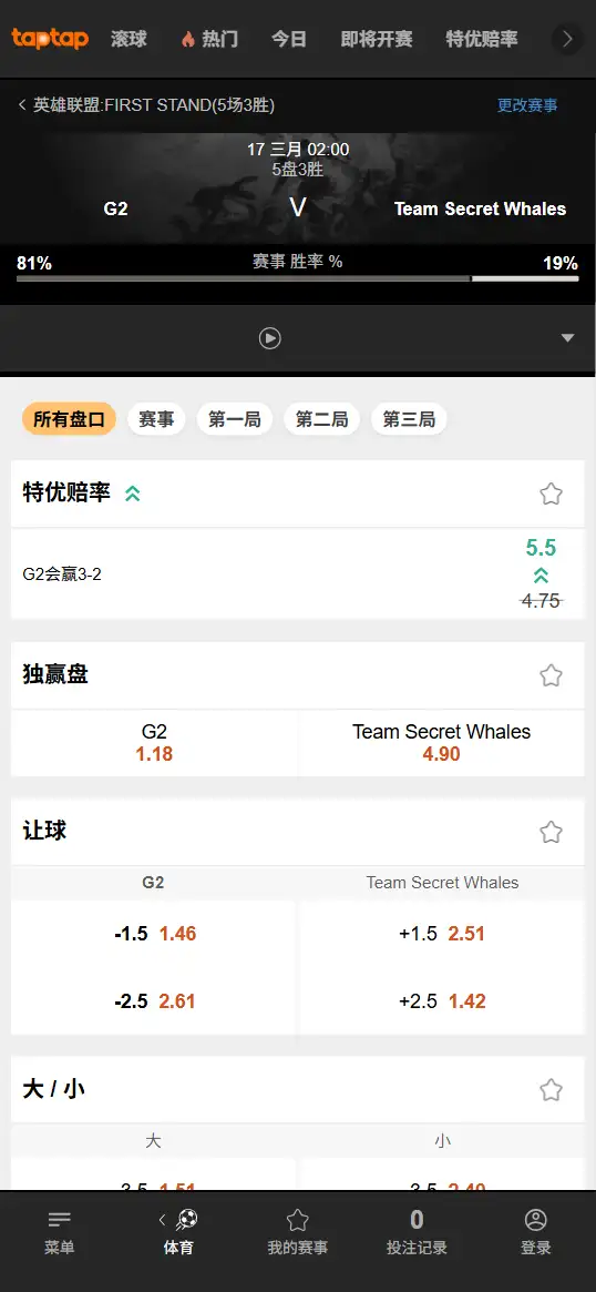 BLG对战BFX - 2026英雄联盟全球先锋赛 - 赔率盘口信息188bet(TapTap)提供
