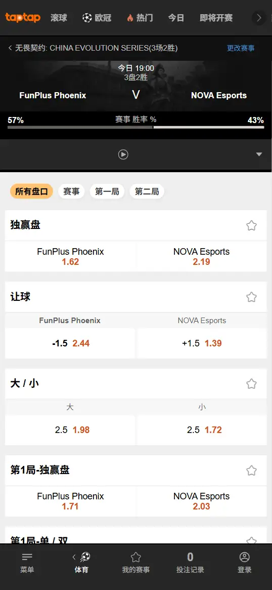 FPX对战NOVA - 无畏契约 圣地亚哥大师赛 - 赔率信息188bet(TapTap)