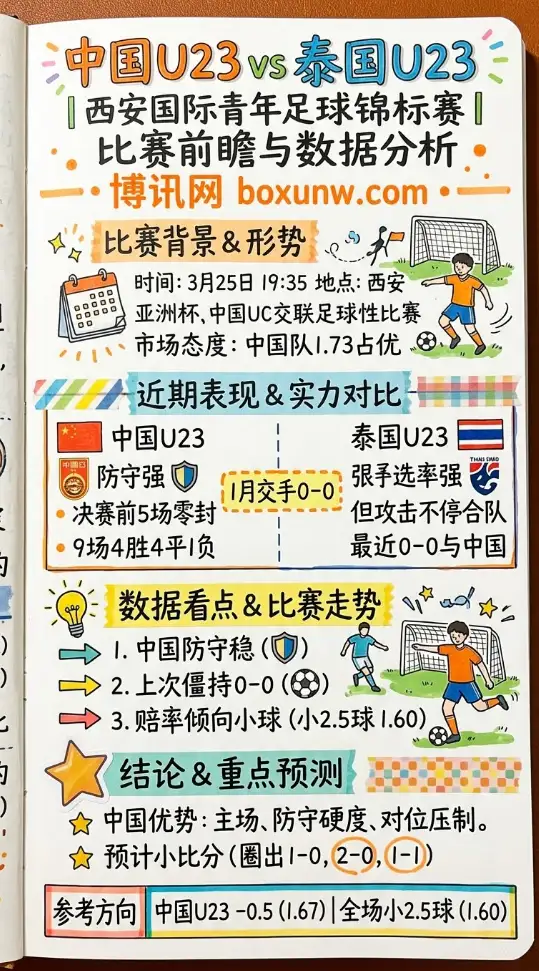 中国U23vs泰国U23 | U23西安国际青年足球锦标赛 | 比赛前瞻与数据分析