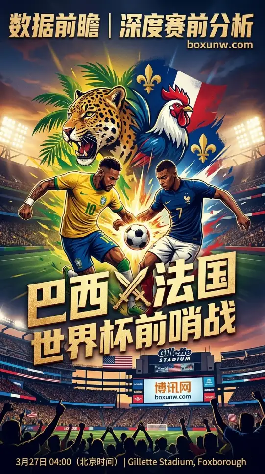世界杯前终极试金石!巴西vs法国:场均3.17球的对攻战,安帅能否终结德尚7场不败?