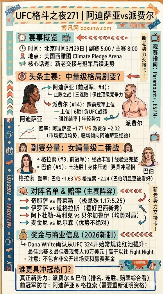 新老交接?UFC格斗之夜271的4大核心看点,阿迪萨亚与格拉索面临下课危机!