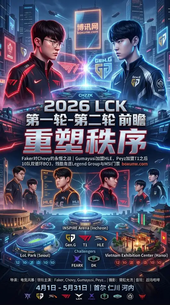 Faker再战Chovy!2026 LCK开赛必看的5场焦点战,T1与HLE新阵容迎大考