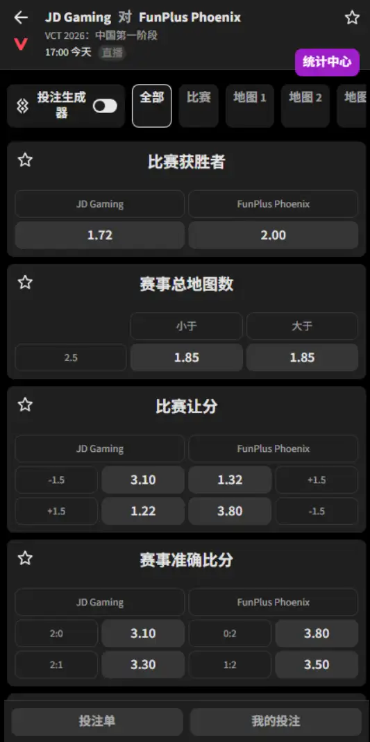 JDG vs FPX - 无畏契约 VCT CN第一赛段 - 赔率信息必威(Betway)
