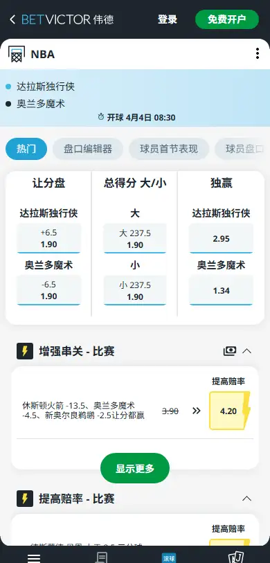 奇才vs黄蜂-NBA博彩赔率和盘口信息-伟德(betvictor)提供