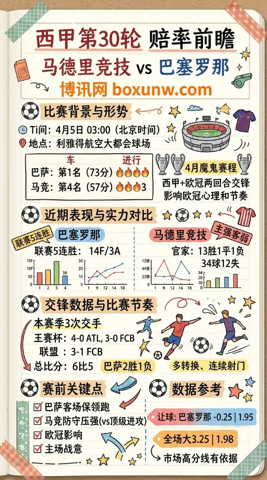 马竞vs巴萨 | 西甲第30轮 | 赔率前瞻