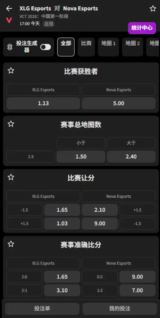 XLG vs NOVA - 无畏契约 VCT CN第一赛段 - 赔率信息必威(Betway)
