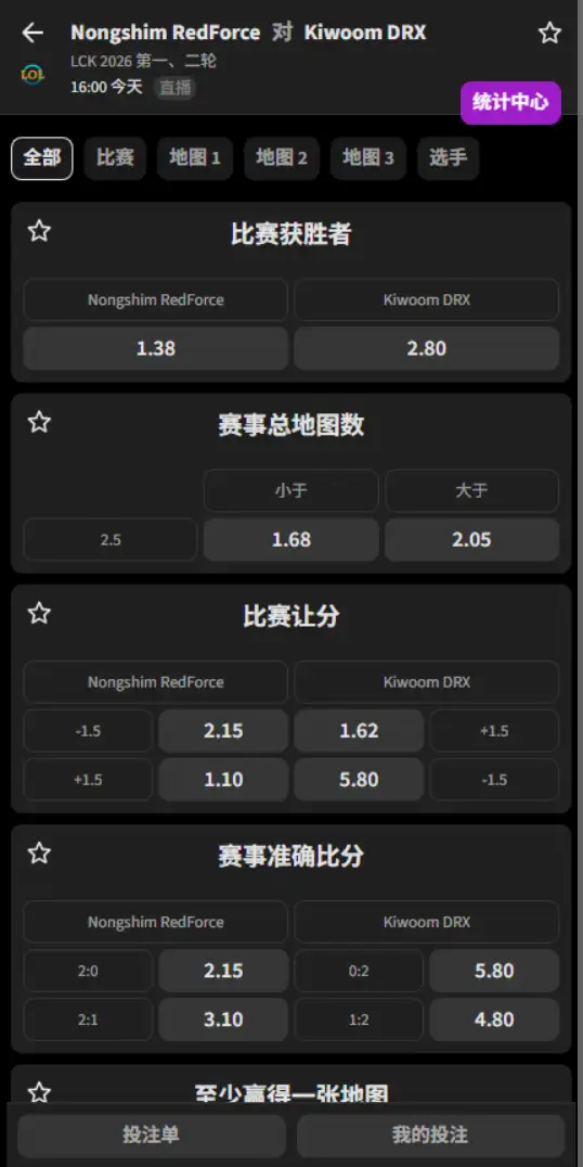 NS vs KRX - 2026英雄联盟LCK - 赔率盘口信息必威(Betway)提供