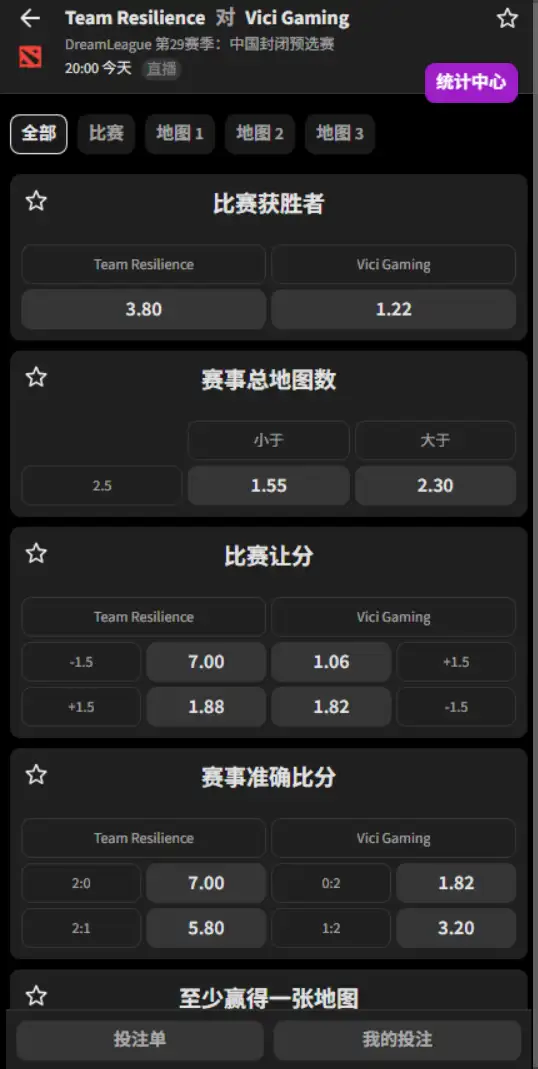 Resilience vs VG - DreamLeague 第29赛季:中国封闭预选赛 - 赔率盘口信息 - 必威(Betway)提供
