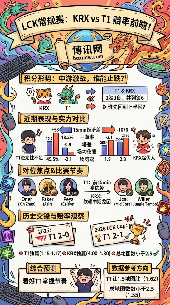 KRX vs T1 | LCK联赛第一轮第二轮 | 赔率前瞻分析