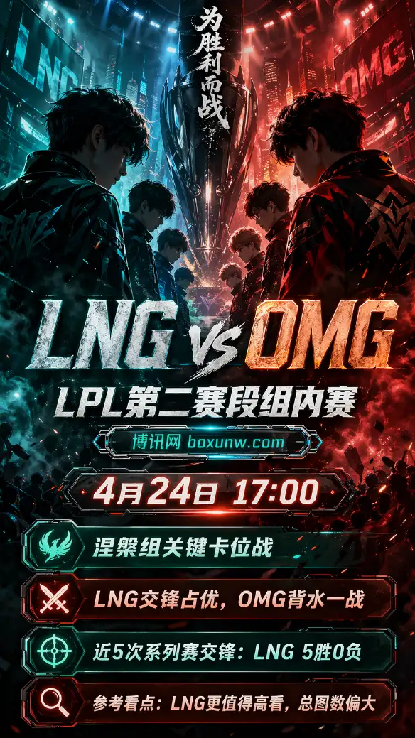 LPL涅槃组关键战：OMG面对LNG曾连丢4小局，今晚17点能否完成复仇？
