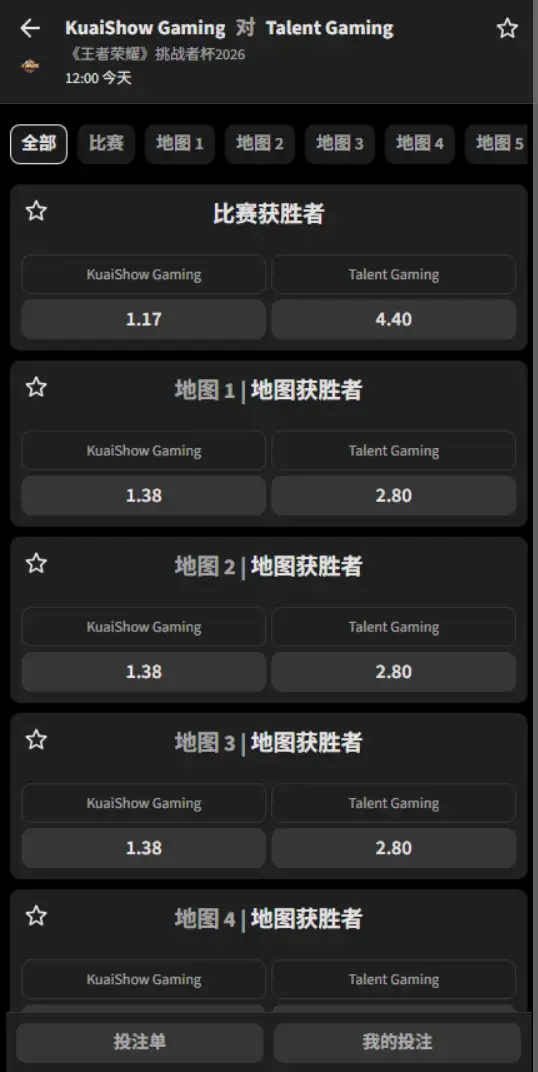 KSG vs 广州TTG - 2026王者荣耀KPL - 赔率盘口信息必威(Betway)提供