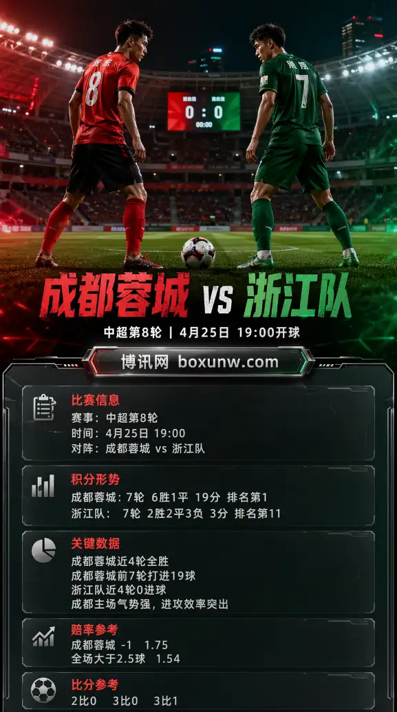 成都蓉城vs浙江队 | 中超第8轮 | 赔率分析 | 前瞻预测