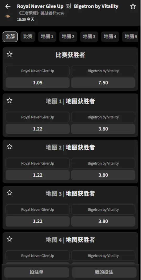 上海RNG.M vs BTR - 2026王者荣耀KPL - 赔率盘口信息必威(Betway)提供