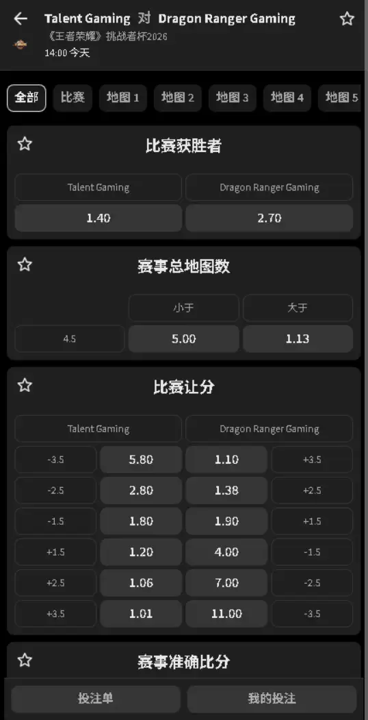 广州TTG vs 佛山DRG - 2026王者荣耀KPL - 赔率盘口信息必威(Betway)提供