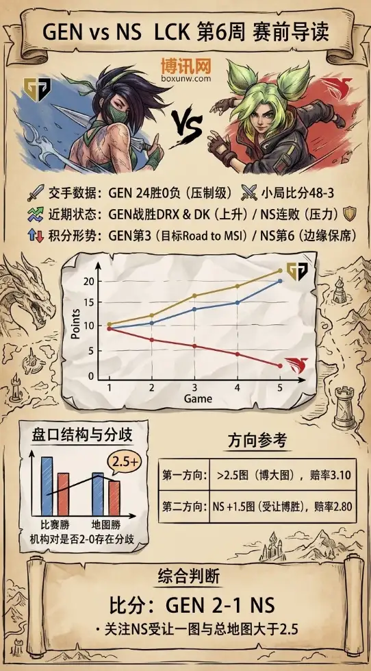 GEN大战NS！LCK第6周焦点战，3.10高赔率背后隐藏了什么赛果？