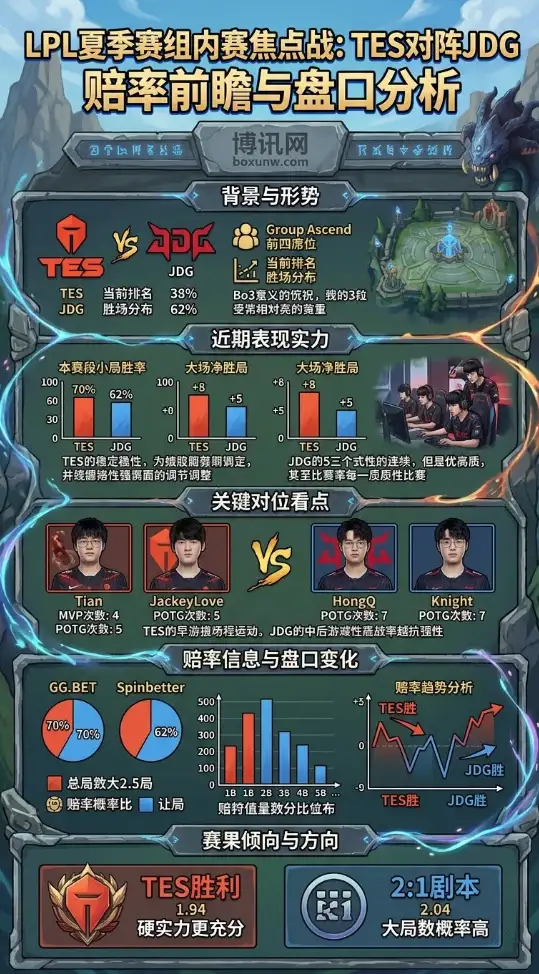 7胜3负 vs 6胜3负！LPL 19:00焦點战：TES再战JDG，抢占前4席位的生死局！