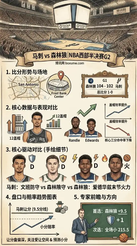 狂送12帽仍遭逆转！马刺vs森林狼G2生死战，让9.5分盘口藏着什么玄机？