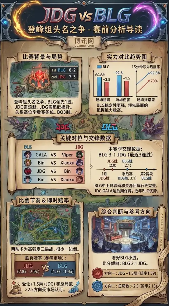 拒绝单边碾压！JDG战BLG赛前分析：1580经济差对决3连胜，这场BO3谁能笑到最后？