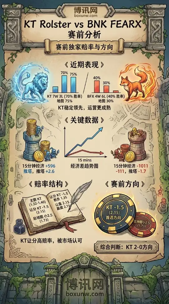 胜率70%对阵30%！LCK常规赛KT大战BFX，揭秘1.32主胜赔率背后的逻辑