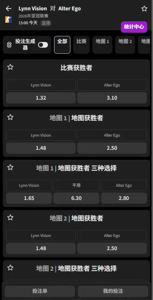 Lynn Vision vs Alter Ego - 反恐精英2 - ACL 2026 - 赔率盘口信息必威(Betway)提供