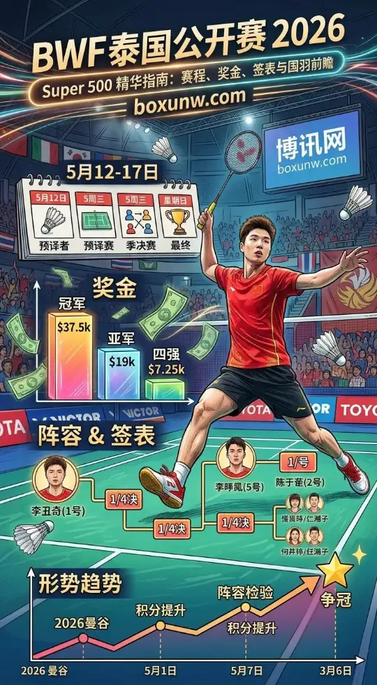 狂揽9200积分！2026泰国羽毛球公开赛签表出炉，一文看懂国羽5大主力晋级之路