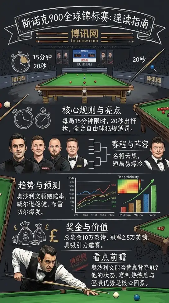 15分钟定胜负!首届斯诺克900锦标赛赛程出炉,50岁奥沙利文3.50赔率冲冠