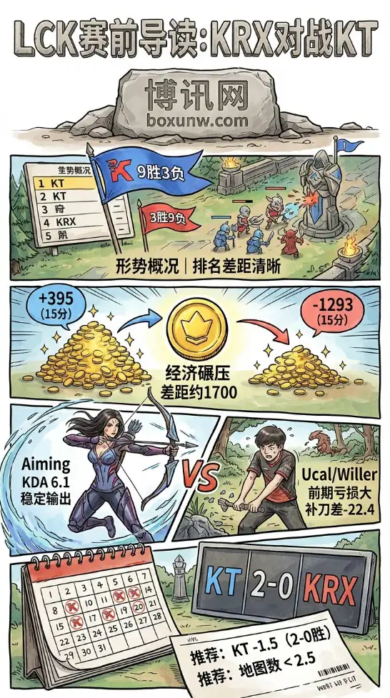 LCK赛事预测：Aiming狂砍6.1KDA！KT对阵KRX胜率飙升